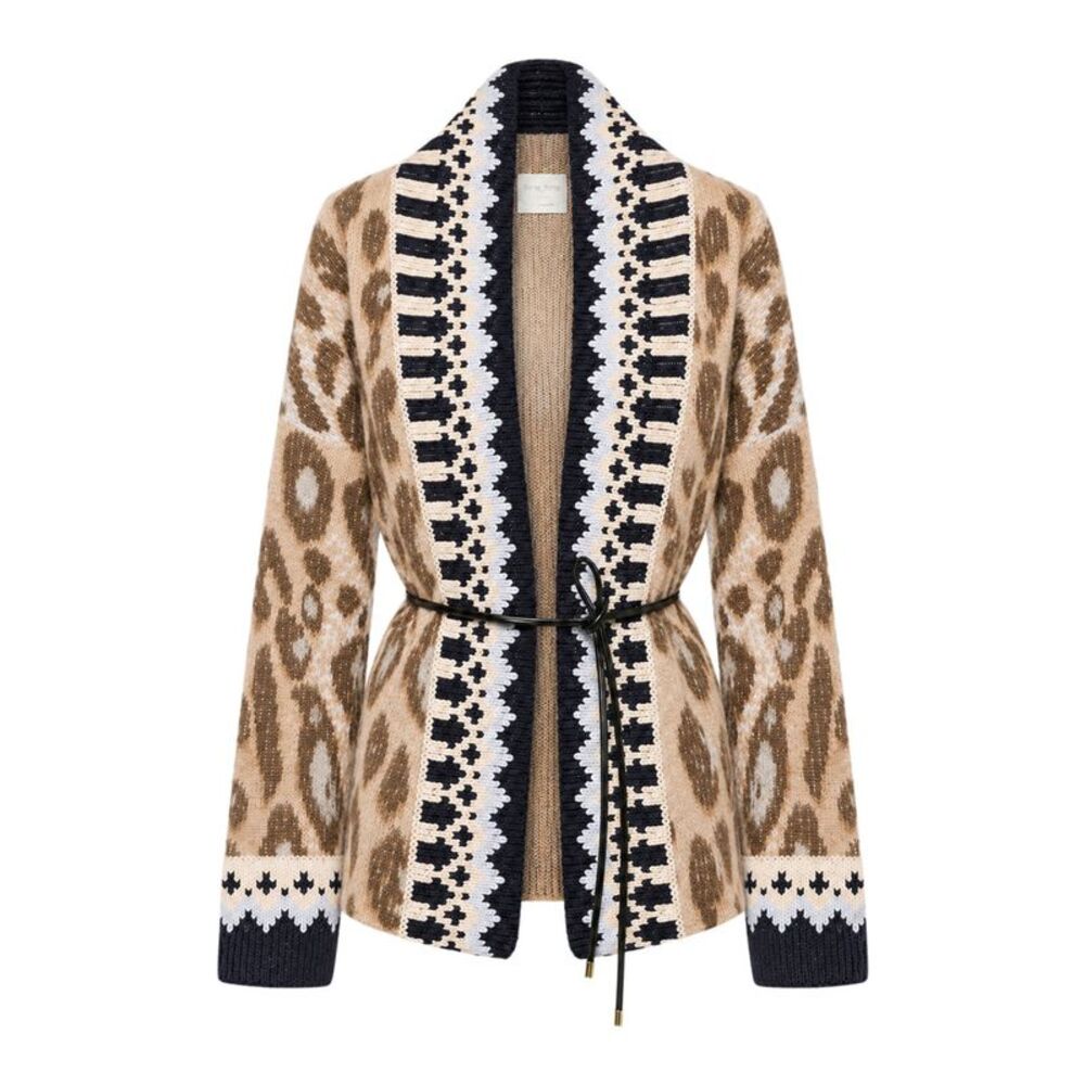 Forte Forte Women "The Brit Leopard" Jacquard Brushed Alpaca Cardigan